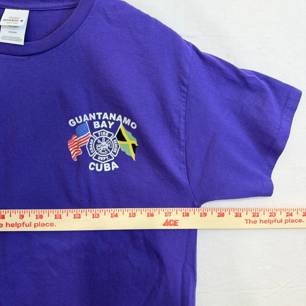Guantanamo Bay‎ Cuba Fire Department Crash Rescue T Shirt Mens M Purple Hanes